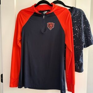 Chicago Bear BUNDLE Navy/Orange Quarter-Zip AND Bleached Chicago Bears crop top